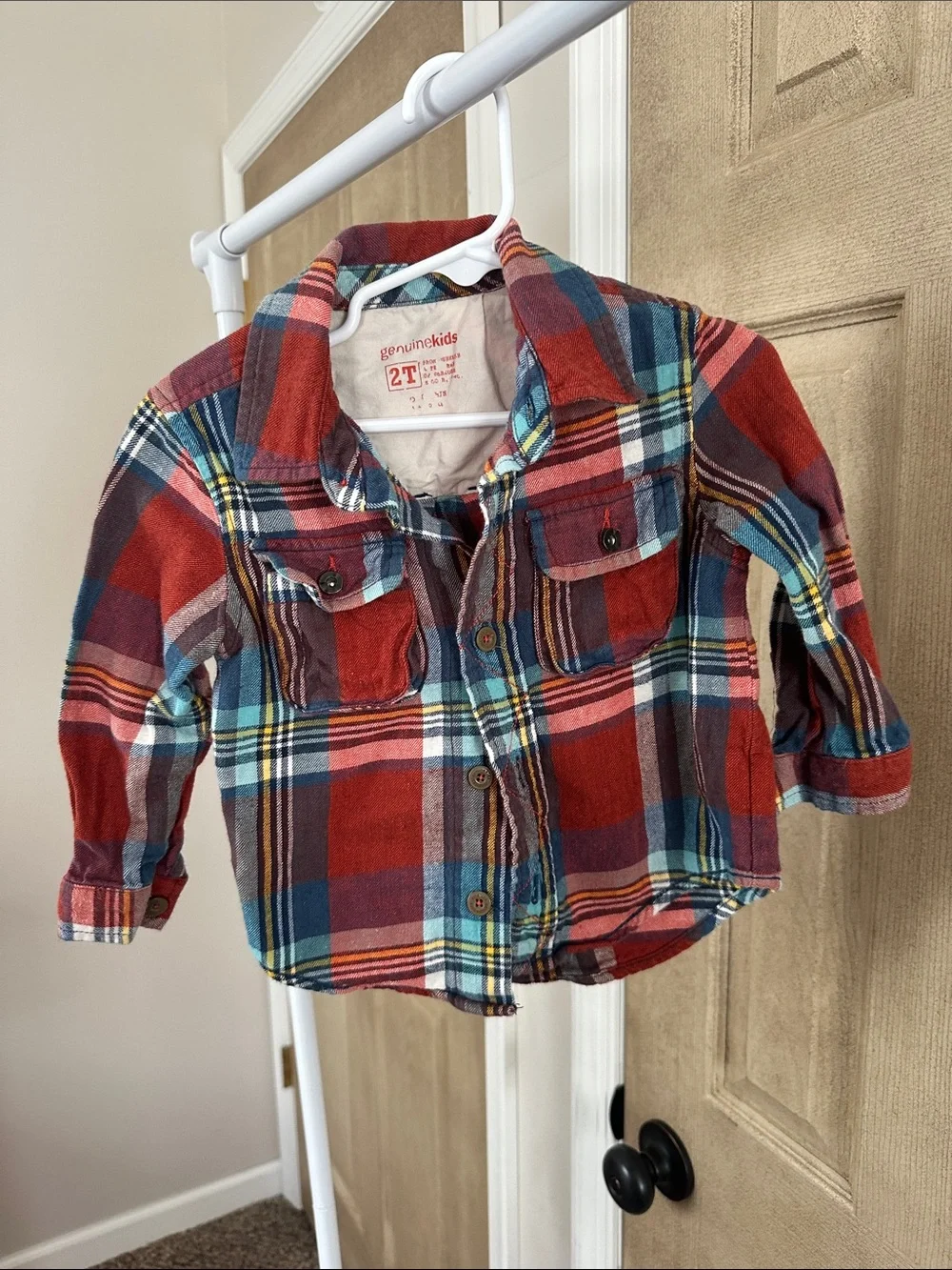 OshKosh B'gosh Red Plaid Button-Up Toddler Jacket